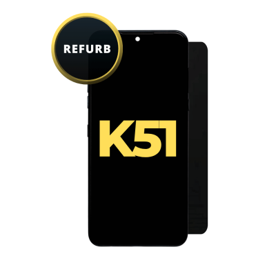 LCD and Digitizer Assembly for LG K51 / Q51 Black (with Frame) (Refurbished)