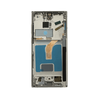 OLED and Digitizer Assembly for Samsung Galaxy S22 Ultra 5G Phantom White (With Frame) (Aftermarket Plus / 120hz)